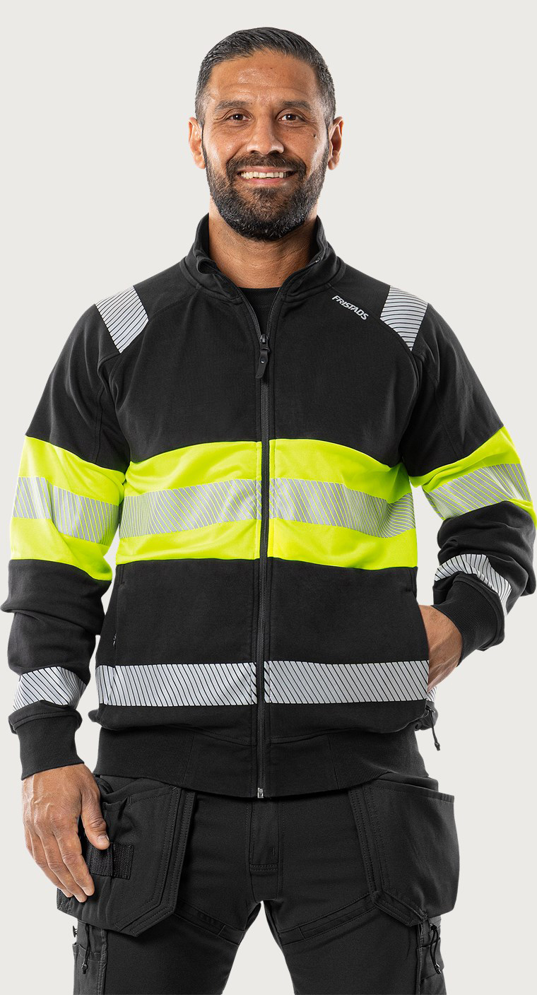 Fristads High Vis Green Stretch-Sweatjacke 7531 GKC | Kl.1 – Bild 2