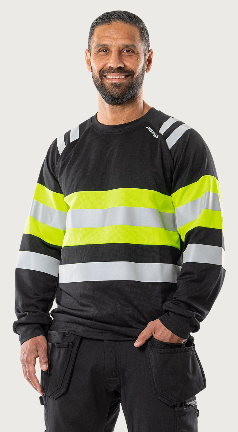 Fristads High Vis Green Langarmshirt 7881 GPST | Warnschutz Kl.1 – Bild 8